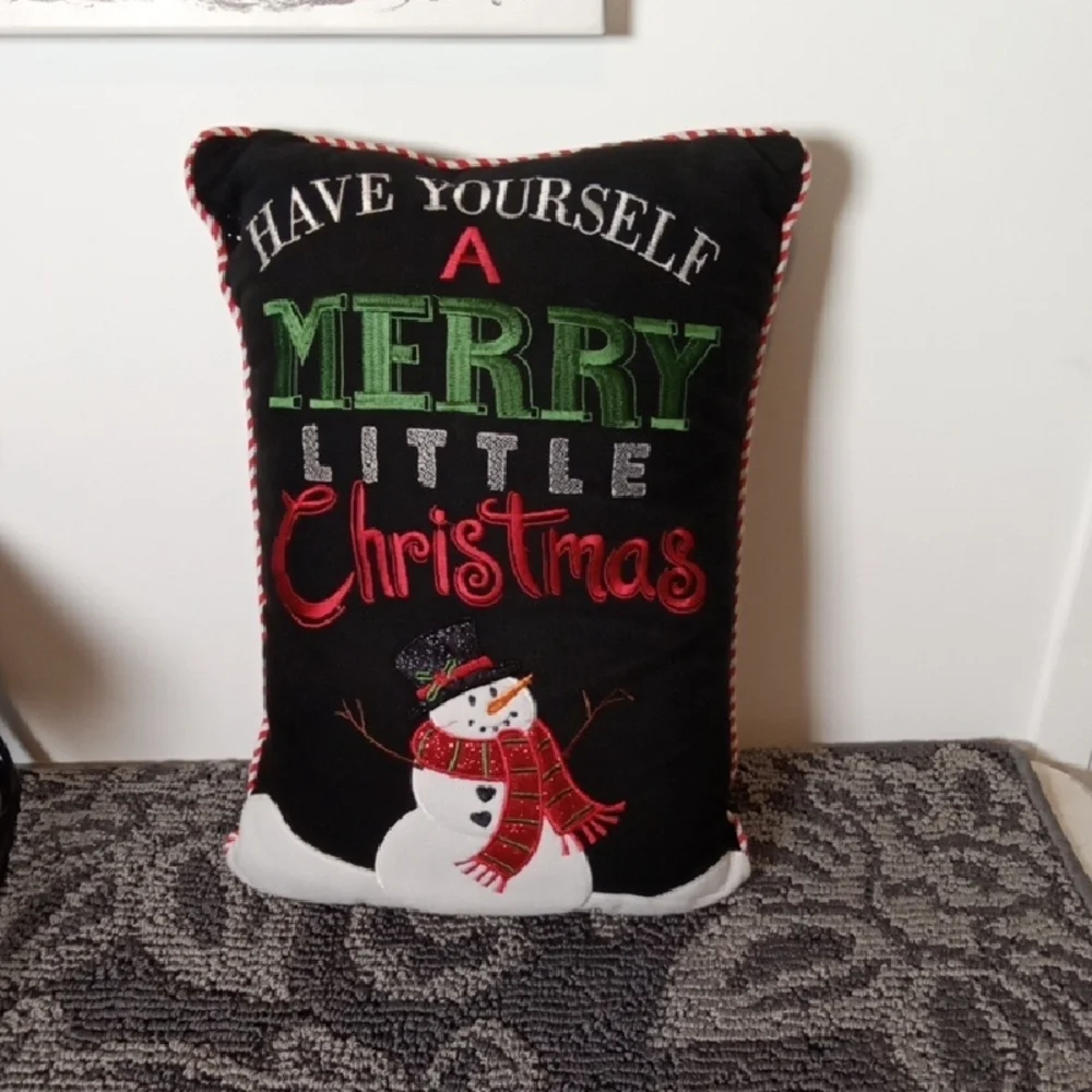 Festive Christmas Pillow with Snowman Design Decoration